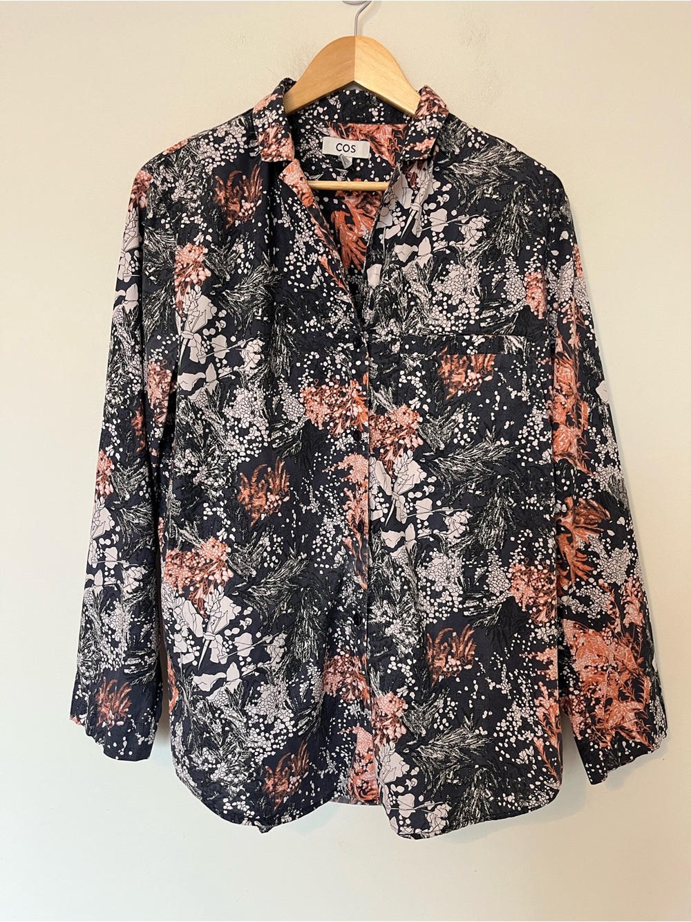 COS Floral Botanical Print Button Front Shirt Blouse Oversized Cotton Top - Picture 4 of 12